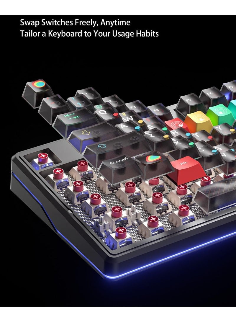 AULA F87PRO V2 Tri-Mode Wireless Mechanical Keyboard – 80% Gasket Structure, Hot-Swappable Keys, RGB Backlight, LED Matrix Display, BT/2.4G/Wired for Gaming & Office - Image 5