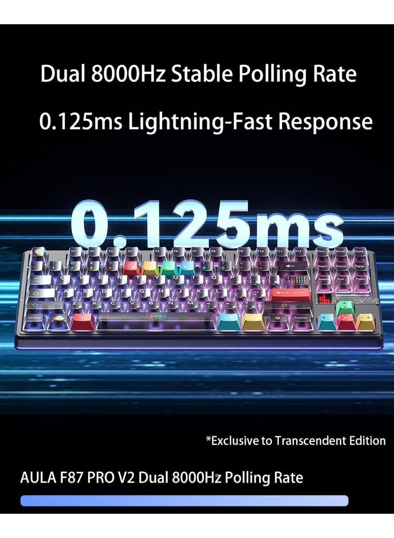 AULA F87PRO V2 Tri-Mode Wireless Mechanical Keyboard – 80% Gasket Structure, Hot-Swappable Keys, RGB Backlight, LED Matrix Display, BT/2.4G/Wired for Gaming & Office - Image 3
