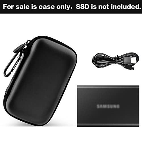 PAIYULE Case Compatible with Samsung T7/ T7 Touch Portable SSD 1TB 2TB 500GB USB 3.2 External Solid State Drive, Travel Carrying Storage Organizer Fits for USB Cables and More Accessories (Full Black) - Image 3