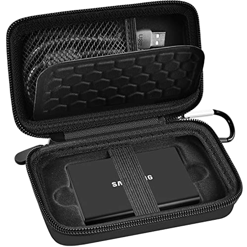 PAIYULE Case Compatible with Samsung T7/ T7 Touch Portable SSD 1TB 2TB 500GB USB 3.2 External Solid State Drive, Travel Carrying Storage Organizer Fits for USB Cables and More Accessories (Full Black) - Image 1