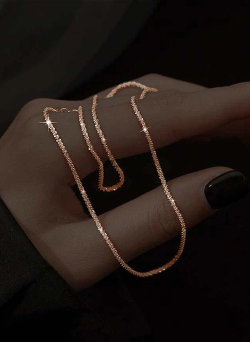 Casual collection Elegant Rose Gold Plated Sparkling Necklace For Women - Image 3