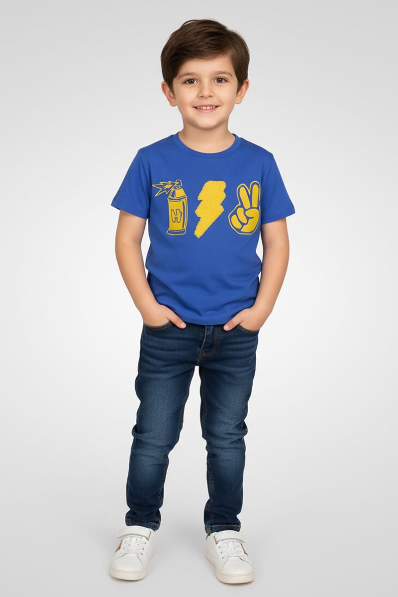 Hamleys Toddlers Boy Crew Neck Short Sleeve Graphic Print T-Shirt, Blue - Image 1