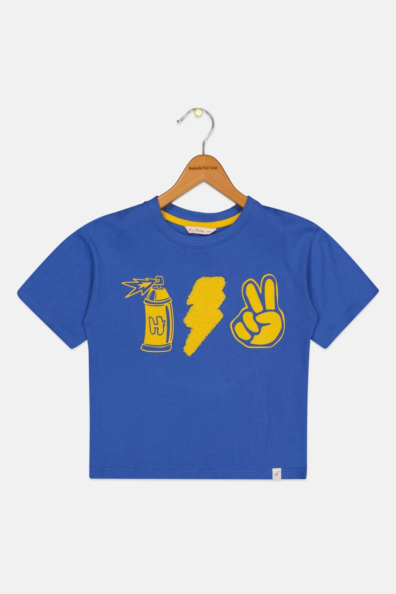 Hamleys Toddlers Boy Crew Neck Short Sleeve Graphic Print T-Shirt, Blue - Image 2