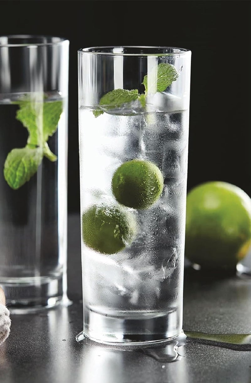 NVRA Italian Premium Juice and Water Glasses Set of 6 Transparent 300ml Drinking Water Glasses Stylish Crystal Square Highball Glasses for Water Juice Cocktails Glass Set of 6 for Water - Image 2