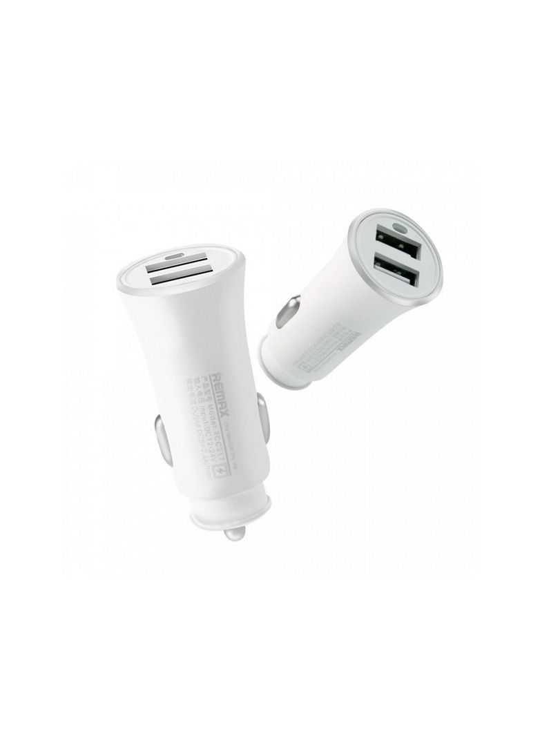 ريماكس شاحن سيارة Rcc-217 من سلسلة Roki بمخارج USB مزدوجة 2.4 أمبير مع كابل 3 * 1 - أبيض - Image 3