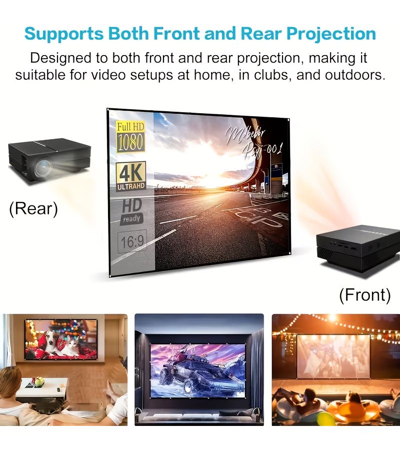 60 Inch Thickened Wrinkle Resistant Projection Screen Ultra High Definition 16 9 Aspect For Indoor Outdoor Home Theater Portable Foldable - Image 2