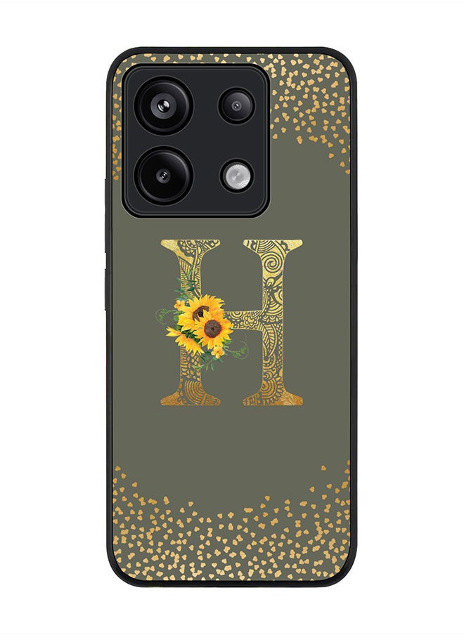 Stylizedd Rugged Case for Xiaomi Redmi Note 13 Pro 5G Case Cover- Custom Monogram Initial Letter Mandala Floral Pattern Alphabet - H(Olive Green)  - Image 1