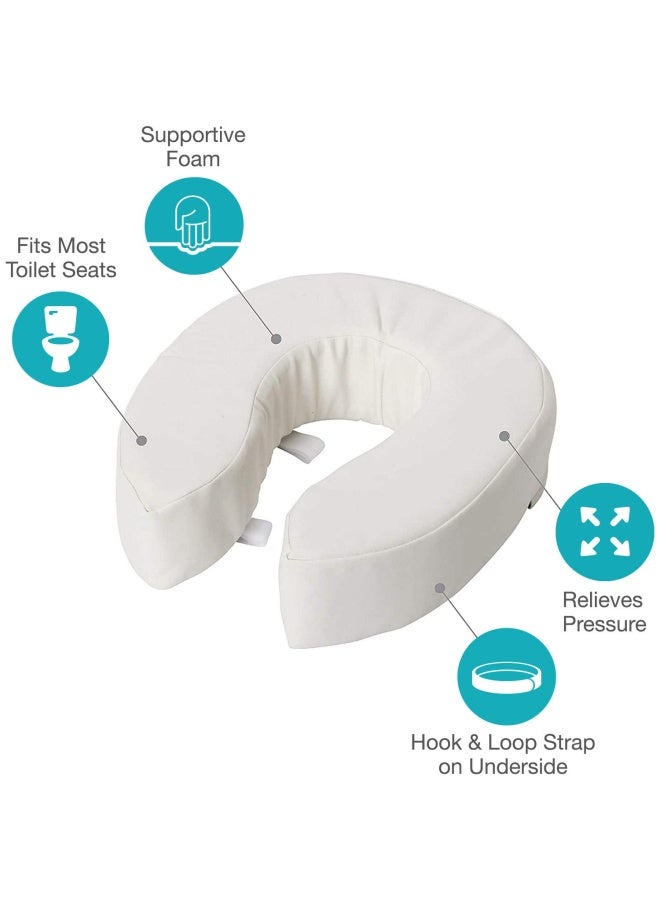 DMI Raised Toilet Seat  Toilet Seat Riser  Fsa And Hsa Eligible Seat Cushion And Toilet Seat Cover To Add Extra Padding To The Toilet Seat While Relieving Pressure  4 Inch Pad  White - Image 2