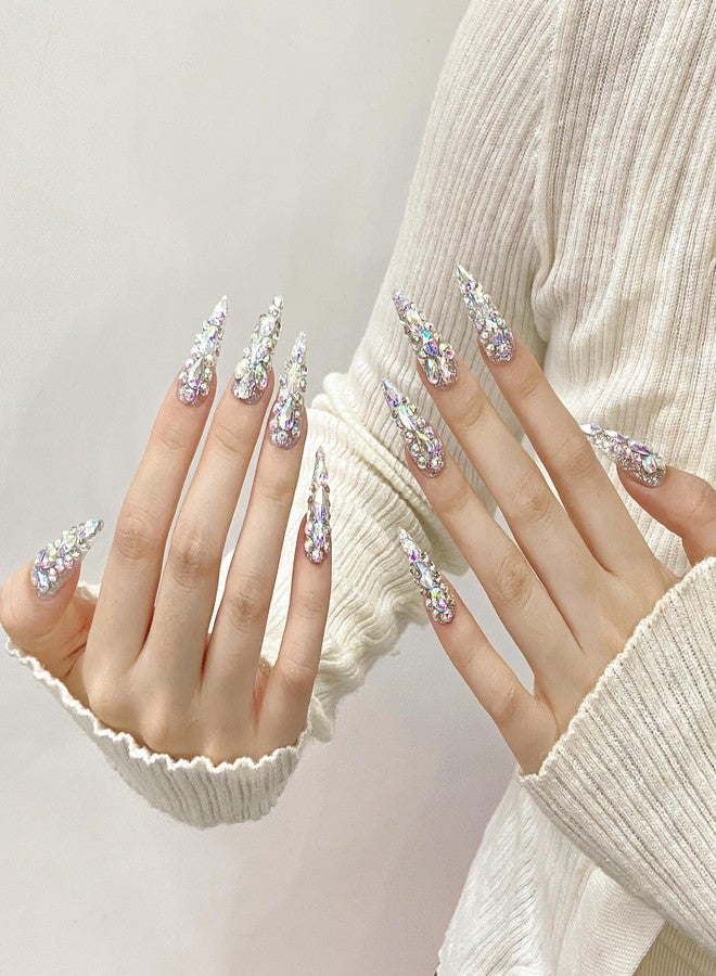 JIEADJIE Press On Nails (100% Handmade),Length Version,Handmade Painted Nail Art by Nail Technician,Luxury Party and Holiday Styles (Laser Illusion, Small) - Image 3