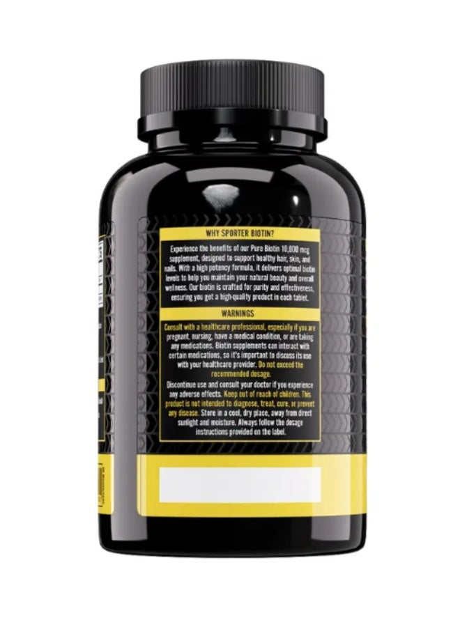 SPORTER Biotin Ultra, 60 Tablets – 10,000mcg Biotin for Hair, Skin & Nail Support, Promotes Radiant Skin & Healthy Hair Growth - Image 3
