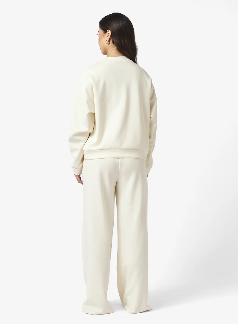 جينجر بيسيكس Cozy Fine Knit Ribbed Lounging Top & Pant Set