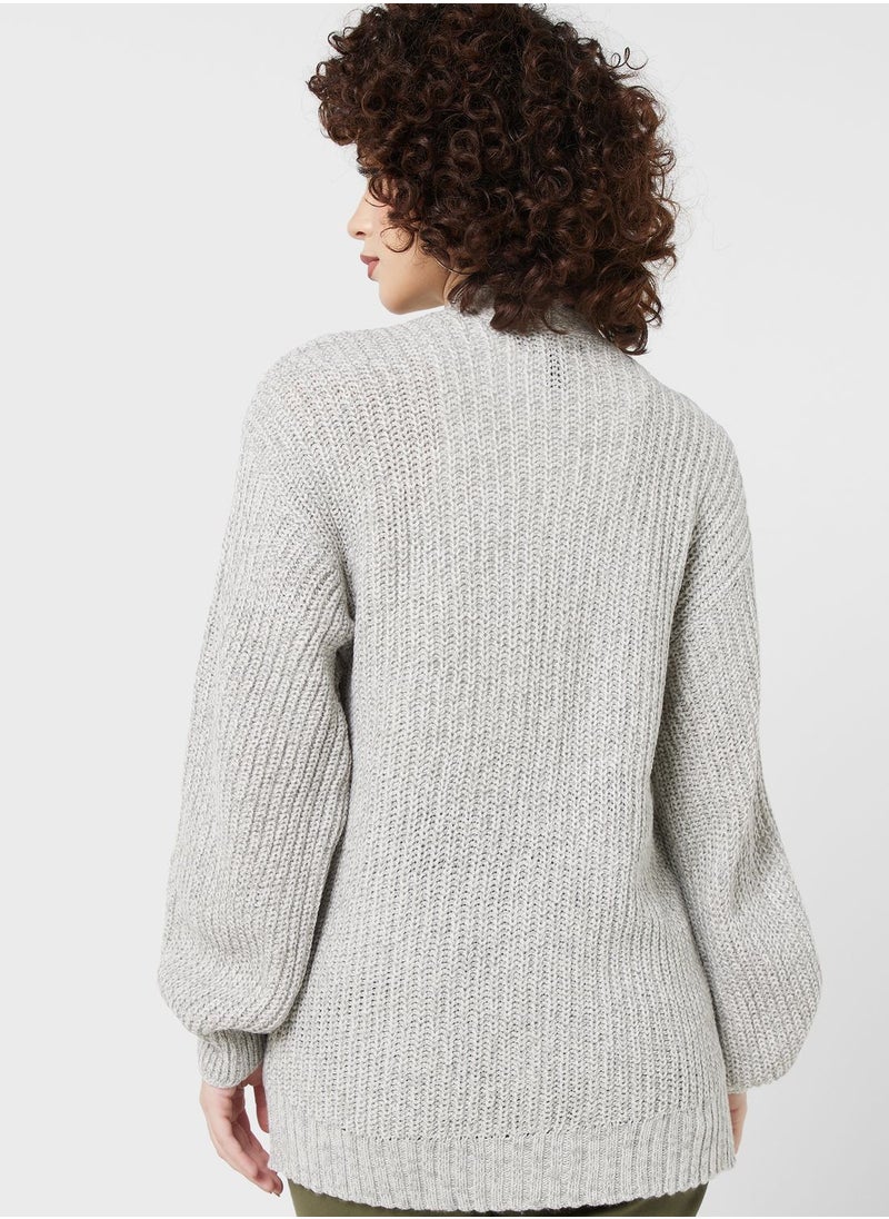 NEW LOOK - Puff Sleeve Front Open Cardigan - Image 1