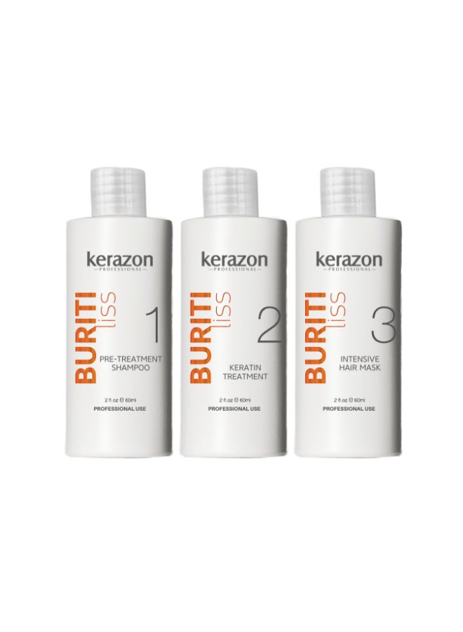 Kerazon Professional KERAZON Brazilian Keratin Treatment Buriti Liss Kit 2oz60ml At Home Keratin Treatment Smoothing and Straightening Keratina para Alisar el Pelo For All Hair Types - Image 3