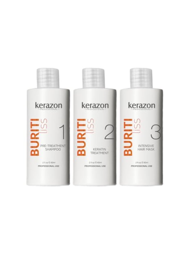 Kerazon Professional KERAZON Brazilian Keratin Treatment Buriti Liss Kit 2oz60ml At Home Keratin Treatment Smoothing and Straightening Keratina para Alisar el Pelo For All Hair Types - Image 1