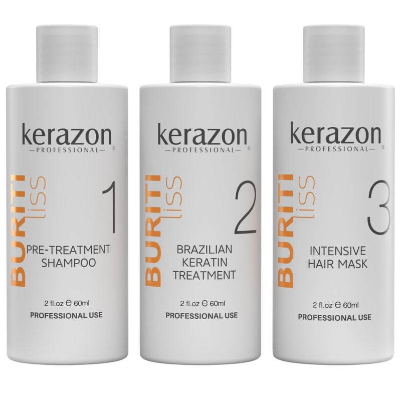 Kerazon Professional مجموعة علاج الكيراتين البرازيلية كيرازون بوريتي 2 أونصة 60 مل علاج كيراتين في المنزل لتنعيم واستقامة الشعر لجميع أنواع الشعر - Image 2