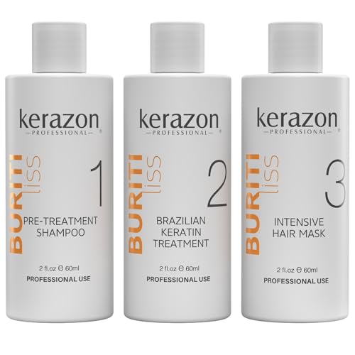 Kerazon Professional مجموعة علاج الكيراتين البرازيلية كيرازون بوريتي 2 أونصة 60 مل علاج كيراتين في المنزل لتنعيم واستقامة الشعر لجميع أنواع الشعر - Image 1