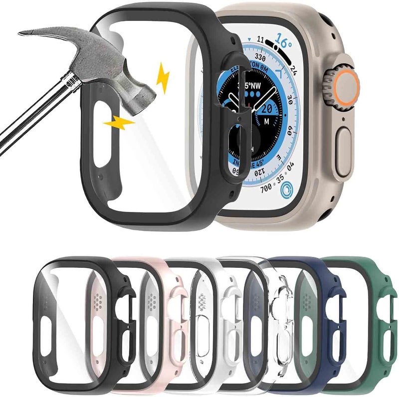 HASDON 6 Pack Case with Tempered Glass Screen Protector for Apple Watch Ultra3/Ultra 2/Ultra 49mm, Scratch Resistant Full Protective Cover for iWatch 49mm - Image 1