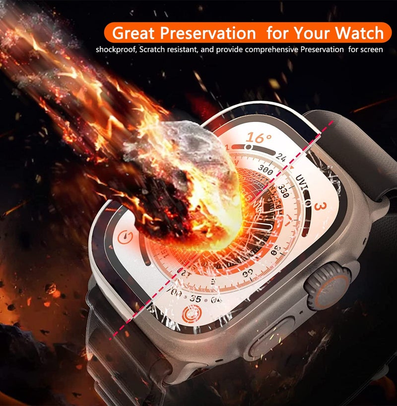 HASDON 6 Pack Case with Tempered Glass Screen Protector for Apple Watch Ultra3/Ultra 2/Ultra 49mm, Scratch Resistant Full Protective Cover for iWatch 49mm - Image 2
