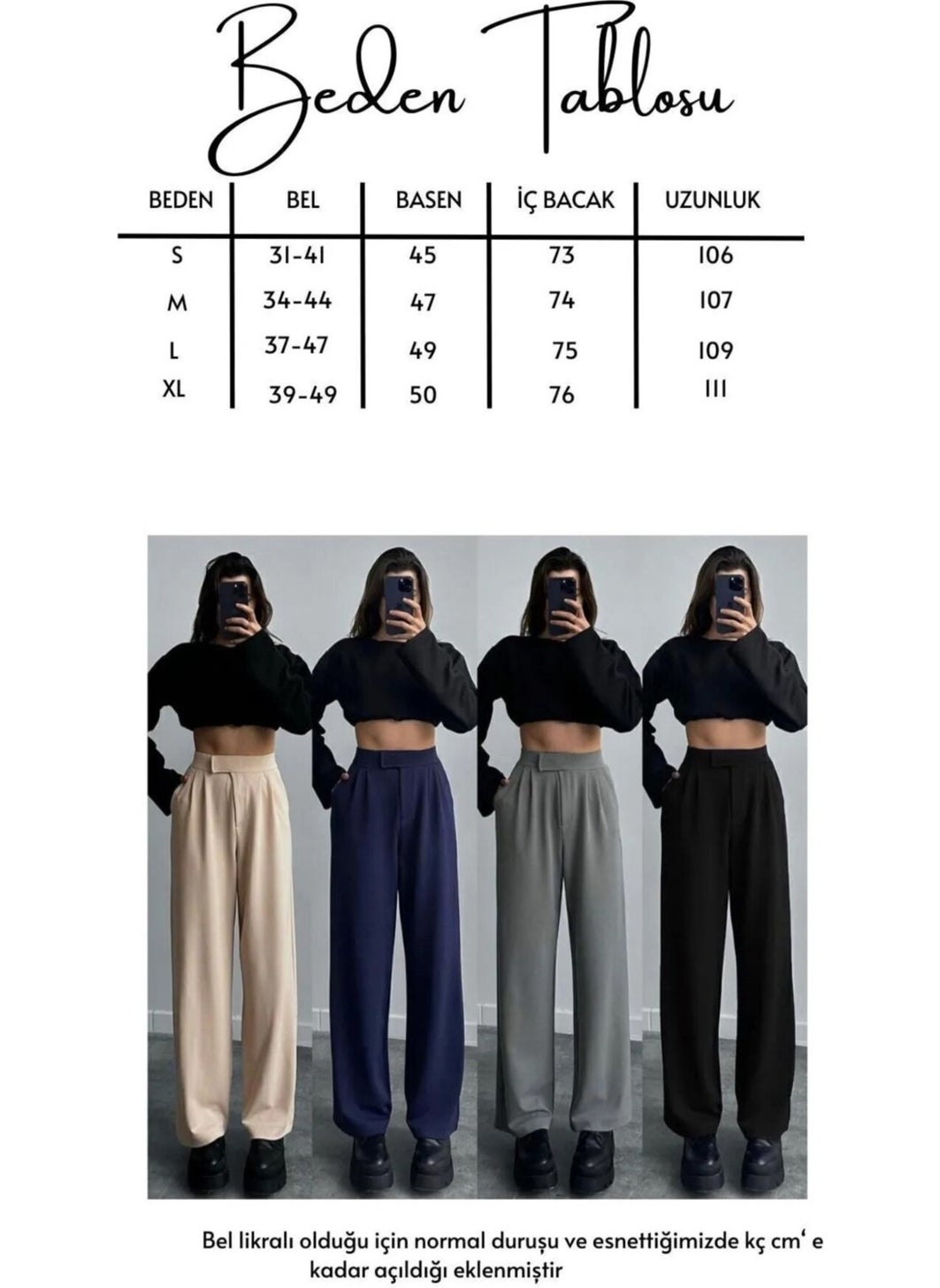 Qalina Life - Women's High Waist Velcro Comfortable Fit Adjustable Waist Palazzo Trousers - Image 1