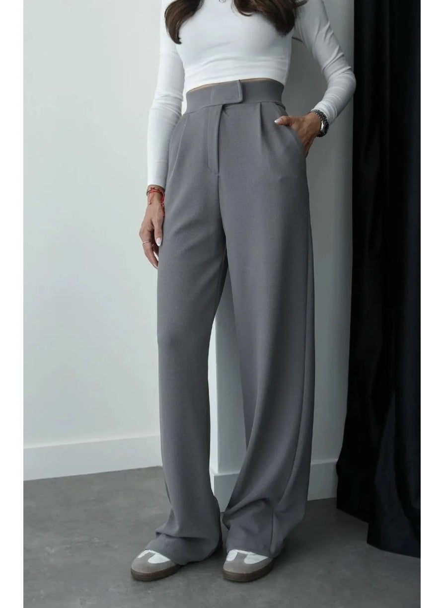 Qalina Life - Women's High Waist Velcro Comfortable Fit Adjustable Waist Palazzo Trousers - Image 1