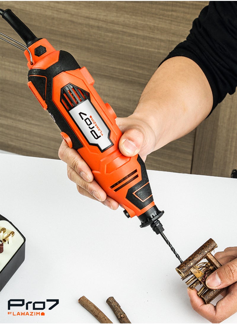 Rotary Tool Kit 234 Piece with 6 Variable Speed - BS Plug Anti-Vibration Precision Mini Rotary Accessories for Sanding Polishing Carving Drilling Cutting - Woodworking Metalworking and Hobbies
