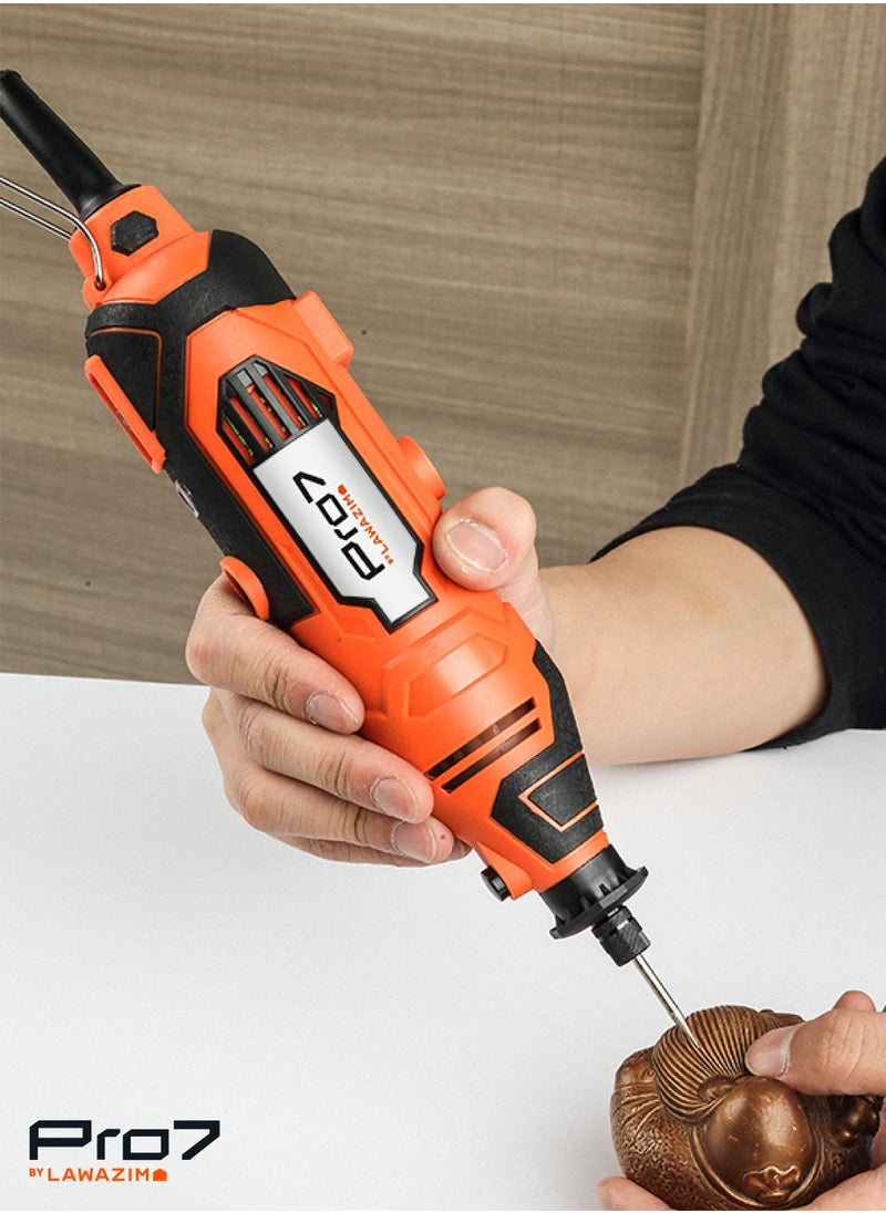 Rotary Tool Kit 234 Piece with 6 Variable Speed - BS Plug Anti-Vibration Precision Mini Rotary Accessories for Sanding Polishing Carving Drilling Cutting - Woodworking Metalworking and Hobbies
