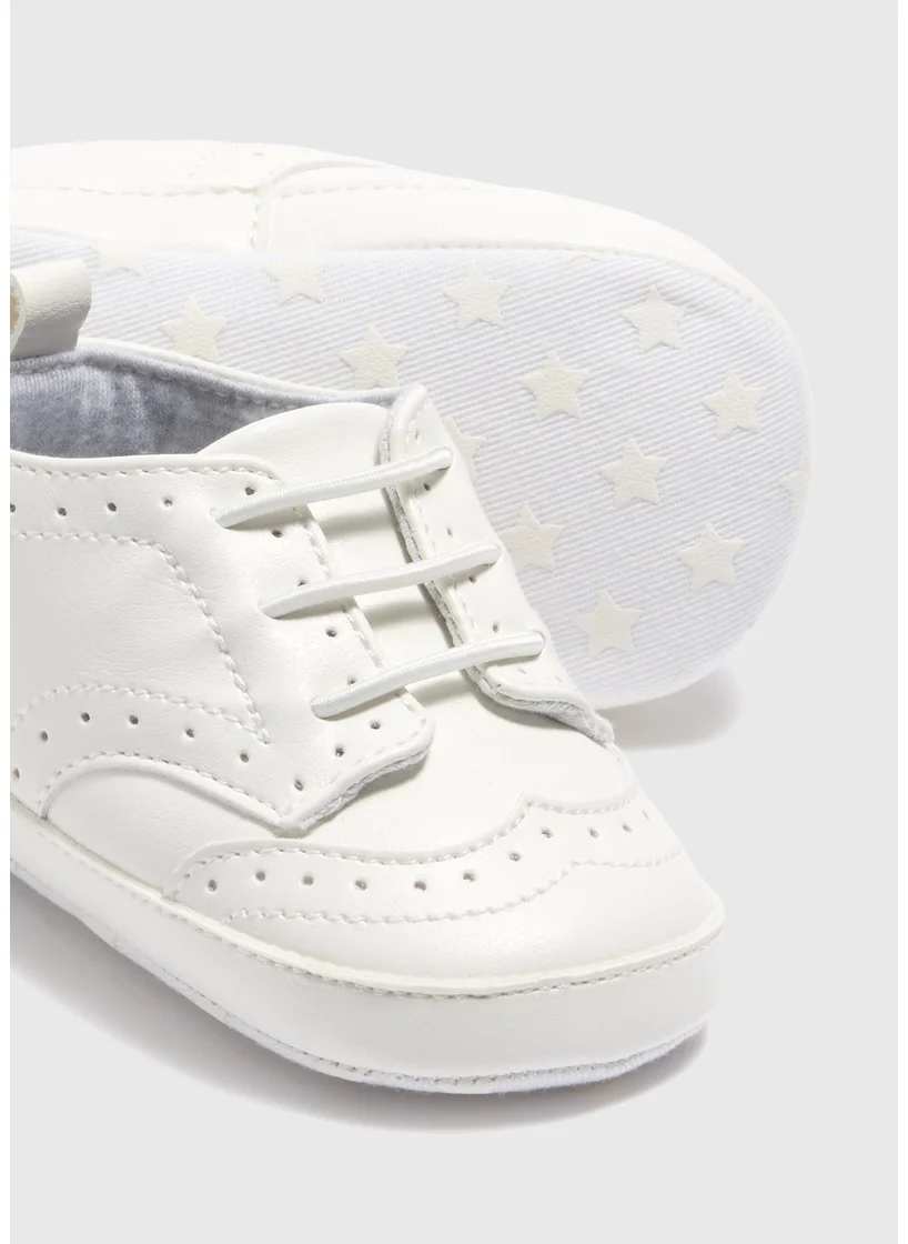 Matalan Baby White Faux Leather Brogues