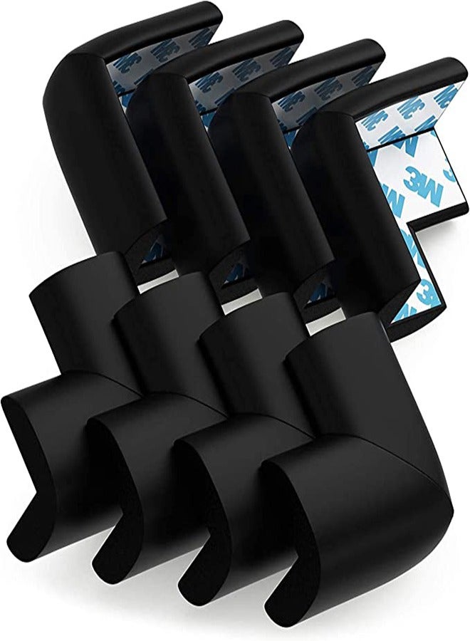 Table Corner Protectors for Baby Safety - Pre-Taped Sharp Corner Cushions to Prevent Head Knee Injuries 8 Pack (Black) - Image 2