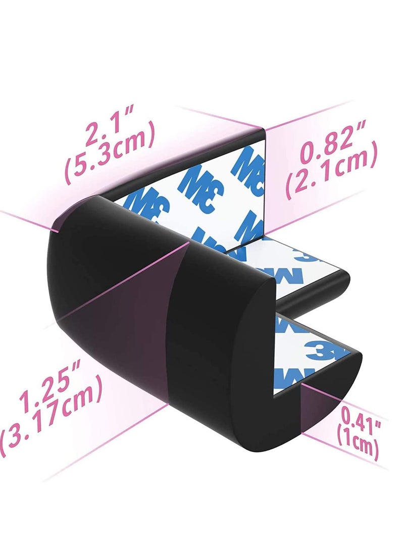 Table Corner Protectors for Baby Safety - Pre-Taped Sharp Corner Cushions to Prevent Head Knee Injuries 8 Pack (Black) - Image 3