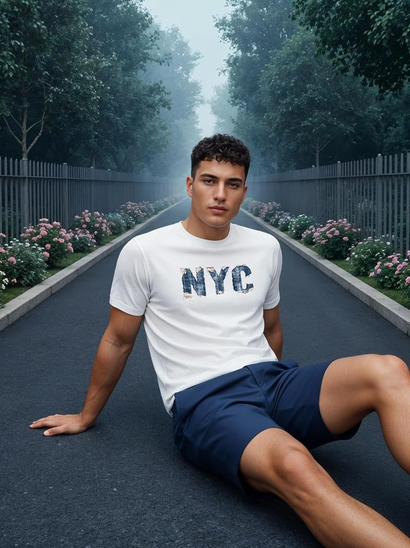 ADRO Men's Regular Fit T-Shirt with Denim NYC Vibe Design - 180 GSM Cotton Lycra Casual Streetwear Graphic Tee - Image 5