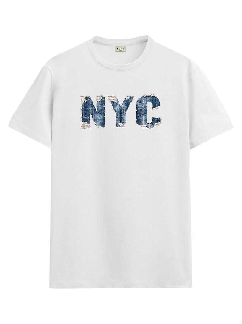 ADRO Men's Regular Fit T-Shirt with Denim NYC Vibe Design - 180 GSM Cotton Lycra Casual Streetwear Graphic Tee - Image 1