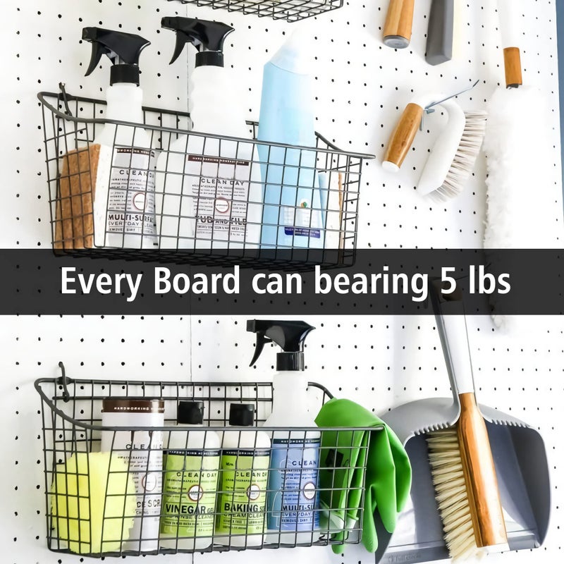 LANSI 4Pcs Peg Board Panels, White ABS Pegboard Wall Mount, Easy Installation for Craft Room, Garage, Kitchen, Workshop - Image 4