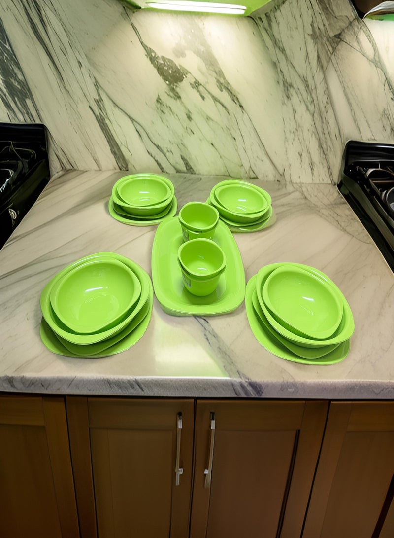 إيكو بلاست طقم اطباق عشاء 1 لون - 21 قطعة - اخضر بستاج - Image 2