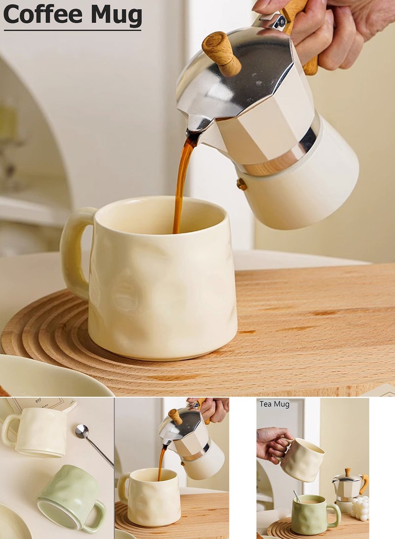 Qiccijoo Qiccijoo Coffee Mug Set for 4,Ceramic Coffee Cups 400ml/14 Ounce Coffee Mugs with Handles Porcelain Mugs Sets Large Coffee Mugs for Latte,Cappuccino, Tea, Hot Cocoa, Milk（Matte White） - Image 3