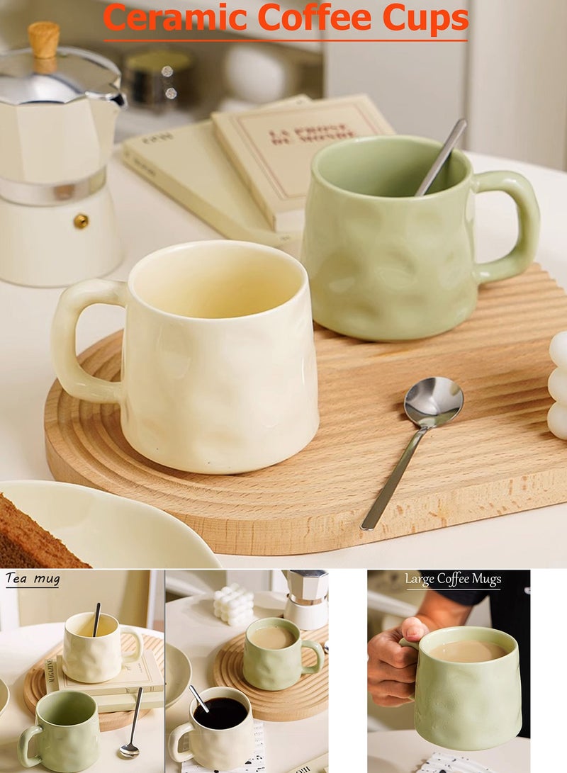 Qiccijoo Qiccijoo Coffee Mug Set for 4,Ceramic Coffee Cups 400ml/14 Ounce Coffee Mugs with Handles Porcelain Mugs Sets Large Coffee Mugs for Latte,Cappuccino, Tea, Hot Cocoa, Milk（Matte White） - Image 4