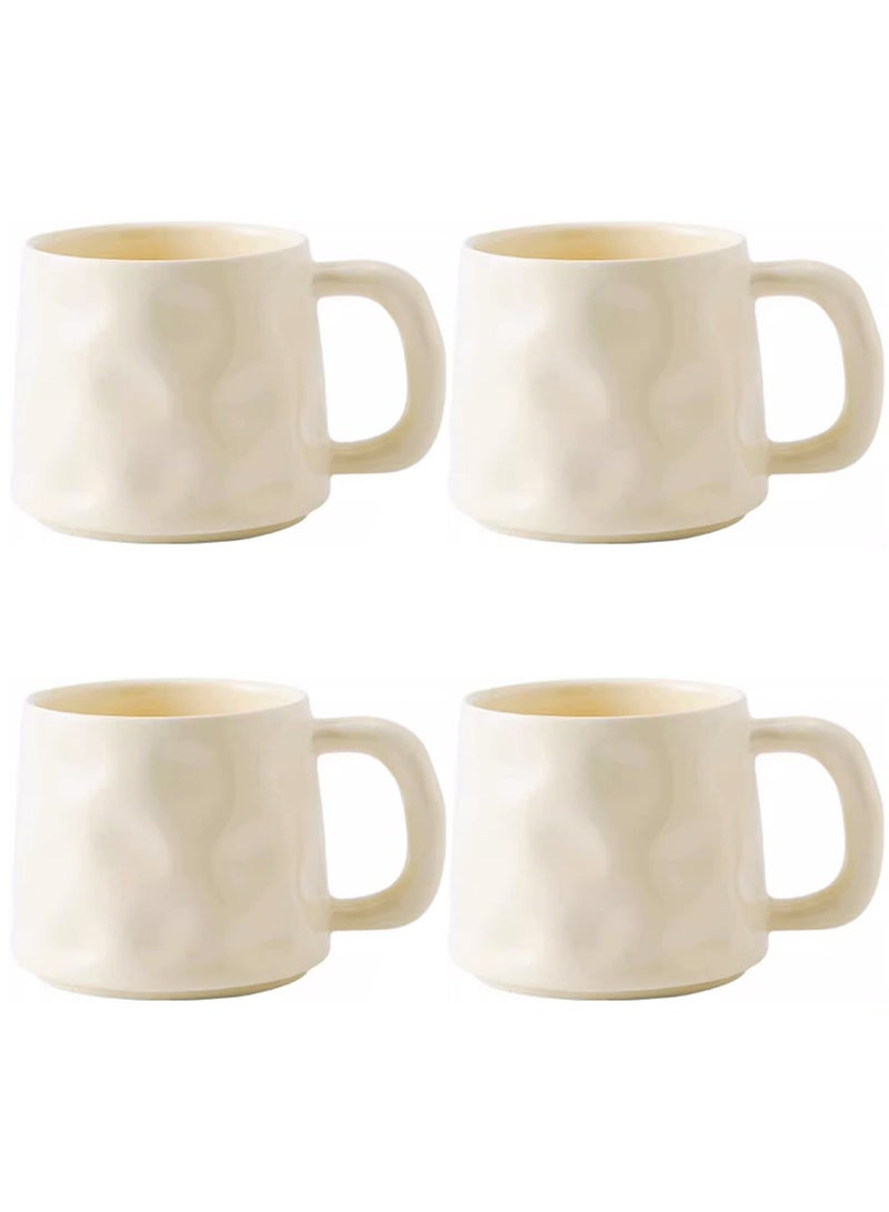 Qiccijoo Qiccijoo Coffee Mug Set for 4,Ceramic Coffee Cups 400ml/14 Ounce Coffee Mugs with Handles Porcelain Mugs Sets Large Coffee Mugs for Latte,Cappuccino, Tea, Hot Cocoa, Milk（Matte White） - Image 1