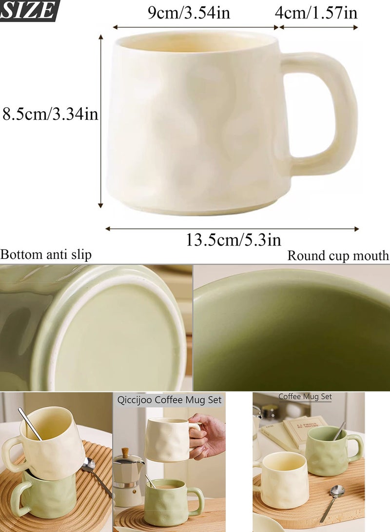 Qiccijoo Qiccijoo Coffee Mug Set for 4,Ceramic Coffee Cups 400ml/14 Ounce Coffee Mugs with Handles Porcelain Mugs Sets Large Coffee Mugs for Latte,Cappuccino, Tea, Hot Cocoa, Milk（Matte White） - Image 2