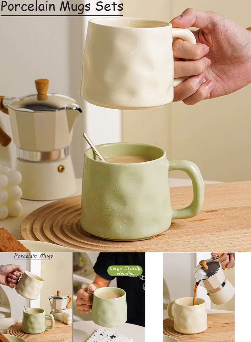Qiccijoo Qiccijoo Coffee Mug Set for 4,Ceramic Coffee Cups 400ml/14 Ounce Coffee Mugs with Handles Porcelain Mugs Sets Large Coffee Mugs for Latte,Cappuccino, Tea, Hot Cocoa, Milk（Matte White） - Image 5
