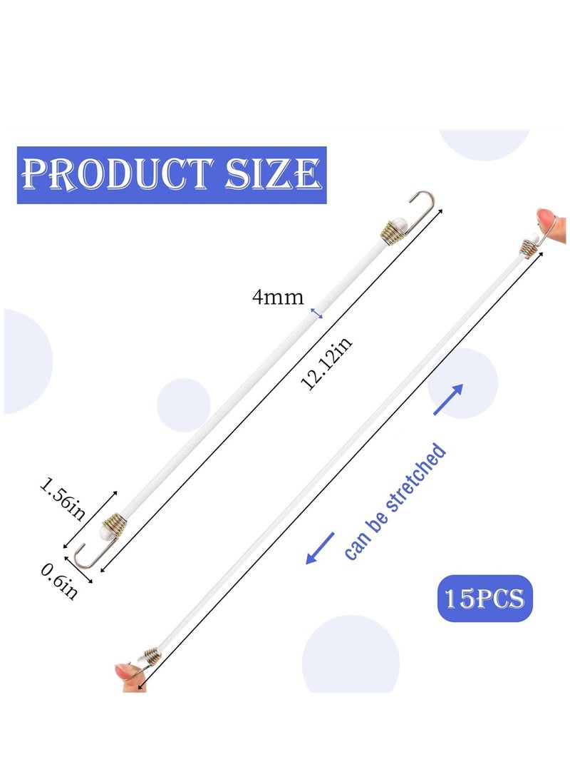 Excefore - Bungee Cords with Hooks, 15 Pcs 12 Inch Heavy Duty Bungee Cords White Elastic Rope Rubber Strap for Bikes, Tie Downs, Camping, - Image 1