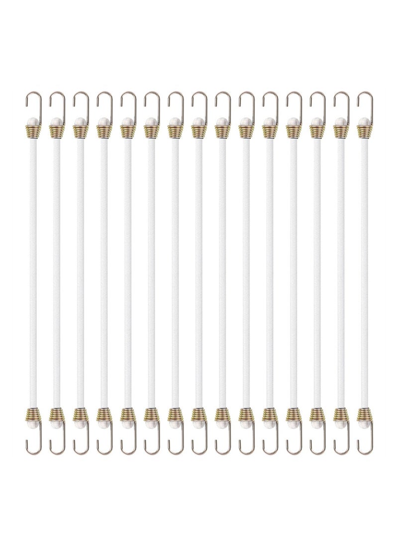 Excefore - Bungee Cords with Hooks, 15 Pcs 12 Inch Heavy Duty Bungee Cords White Elastic Rope Rubber Strap for Bikes, Tie Downs, Camping, - Image 1