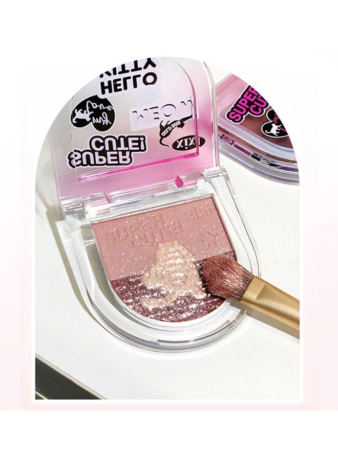 اكس اي اكس اي 3 ألوان لوحة ظلال العيون ولوحة الهايلايتر ، لوحة بودرة مكياج 3 في 1 ، ظلال عيون غير لامعة خالية من القسوة ، هايلايتر إضاءة لامعة لمظهر متوهج ، بني حجاب # 02 - Image 3