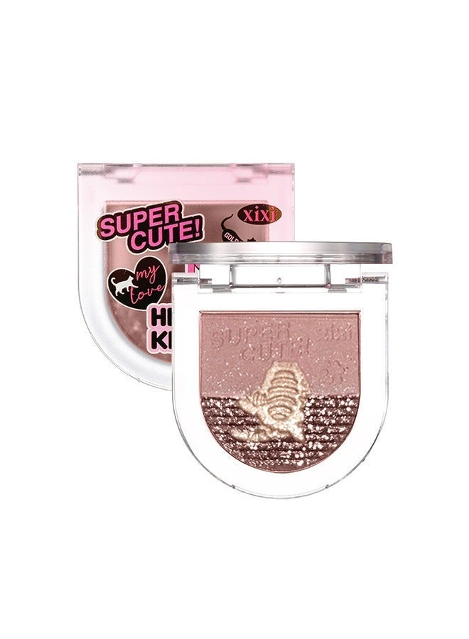 اكس اي اكس اي 3 ألوان لوحة ظلال العيون ولوحة الهايلايتر ، لوحة بودرة مكياج 3 في 1 ، ظلال عيون غير لامعة خالية من القسوة ، هايلايتر إضاءة لامعة لمظهر متوهج ، بني حجاب # 02 - Image 1