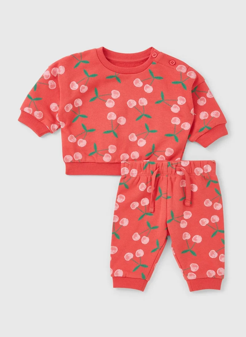 ماتلان Baby Pink Cherry Sweatshirt & Jogging Bottom Set