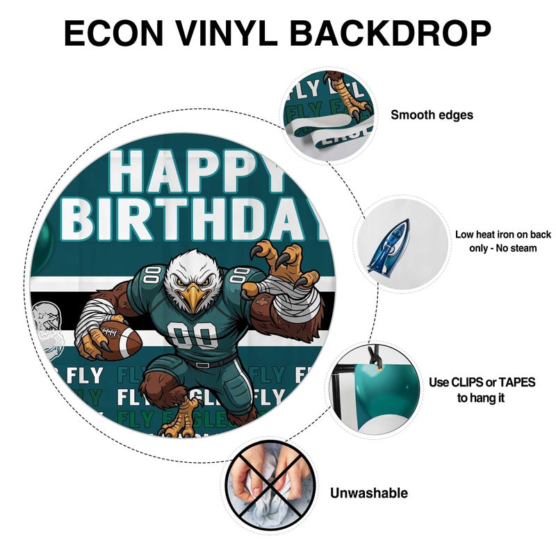 Allenjoy Bird American Football Team Birthday Party Supplies Sets - 1pc 59" x 35" Backdrop, 2pcs Paper Headwear, 8pcs Photo Booth Props - Image 3