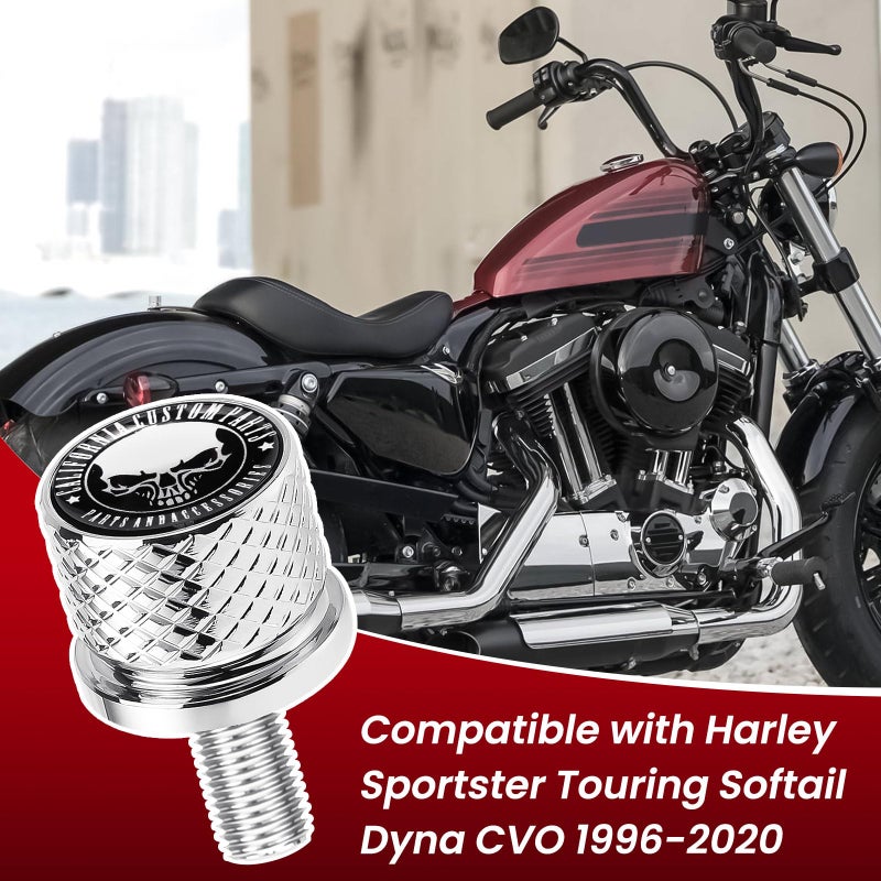 GUAIMI Stainless Knurled Fender Seat Bolt Screw 1/4"-20 Thread Compatible with Harley 1996-2026 Sportster Touring Softail Dyna CVO Electra Glide Street Glide - Skeleton Skull - Image 2
