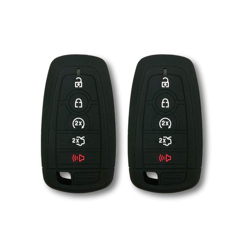 Autobase Silicone Key Fob Cover for Ford Fusion F150 F250 F350 F450 F550 Edge Explorer Mustang F-150 Raptor | Car Accessory | Key Protection Case 2 Pcs (Black) - Image 1