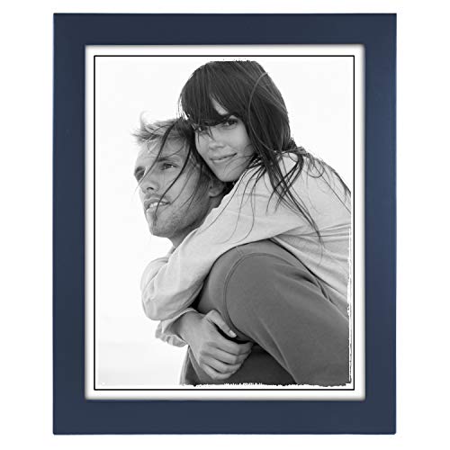 Malden International Designs Linear Classic Wood Picture Frame 8x10 Blue