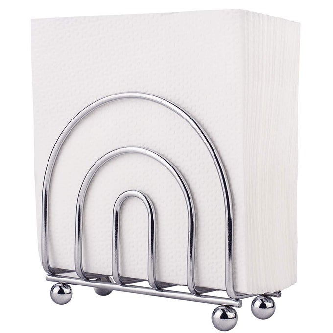 PAPER NAPKIN HOLDER TISSUE DISPENSER FOR KITCHEN COUNTERTOPS DINING TABLE PICNIC TABLE INDOOR OUTDOOR USE CHROME FINISH CLASSIC