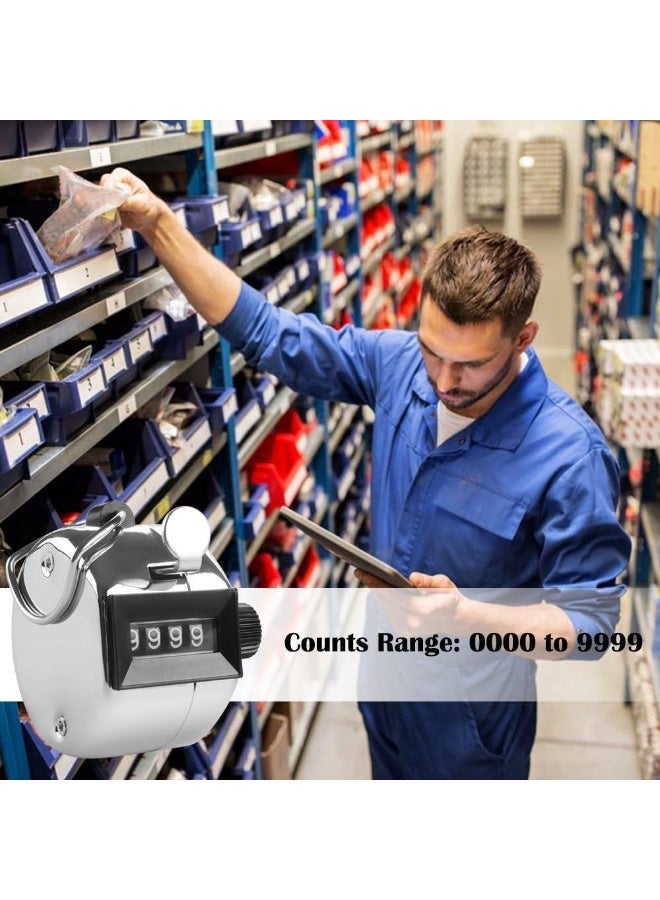 AFUNTA 4 Digit Hand Tally Counters, 4 Pack Mechanical Lap Tracker Manual Clicker with Metal Finger Ring Hoop Holder - Image 2