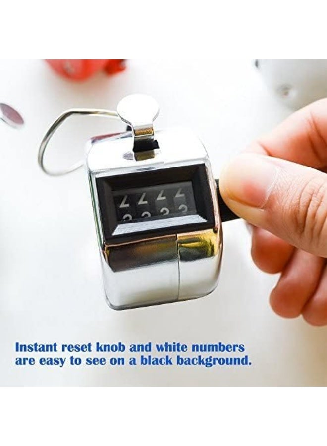 AFUNTA 4 Digit Hand Tally Counters, 4 Pack Mechanical Lap Tracker Manual Clicker with Metal Finger Ring Hoop Holder - Image 3